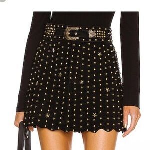 Retrofete Black Mini Skirt with Gold Accents